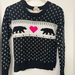 Black and white polar bear sweater with heart